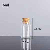 6 ml 22x35x12.5mm kleine Mini Klarglas Flaschen Gläser mit Korkstopfen / Nachricht Hochzeiten Wunsch Schmuck Party Favors