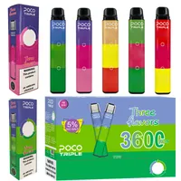 Poco Triple 3 in 1 Disposable Vape Pen Eletronic Cigarette 1200+1200+1200puffs 3600 Puffs 1000MAH 9ML 5 Color Chargeable Device Original Newest
