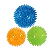 Cão spiky bola brinquedos cachorro squeaky mastigar bolas com ultra bouncy durável tpr borracha cão brinquedos bola para cachorrinho brinquedos de dentição e animal de estimação limpa os dentes