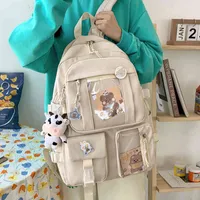 Women Fashion Transparent Solid Color Pvc Patchwork Backapck Preppy Style Students School Travel Casual Large Capacity Rucksack