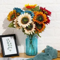 Decorative Flowers & Wreaths Artificial Flower Fake Sunflower Bouquet Wedding Home Party Decoration FAS6