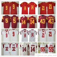 NCAA USC Trojans College Football Wear 14 Sam Darnold Reggie Bush Juju Smith-Schuster Adoree 'Jackson Troy Polamalu OJ Simpson Junior Seau Jersey