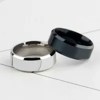8 mm Cool Black Titanium Steel Men Pierścień gładkie pierścionki dla mężczyzny mąż mąż klejnot srebrny pierścienie mody biżuteria
