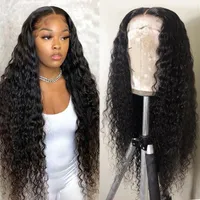 Lace Wigs 28 30 Inch 13x4 Deep Wave Frontal Wig Transparent Pre Plucked Remy Brazilian Curly Front Human Hair