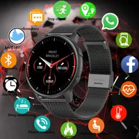 새로운 라운드 스마트 시계 남자 전체 터치 스크린 스포츠 피트니스 IP67 방수 Bluetooth 안드로이드 iOS Smartwatch