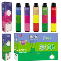 100% Originele POCO Triple 3in1 e-sigaretten wegwerp pod apparaat kit 3600 trekjes oplaadbare batterij voorgevuld cartridge stick vape pen vs bar plus xtra echt
