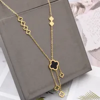 Fashion Four Leaf Clover Shell Pendant Necklace Stainless Steel Classic Luxury Designer Jewelry Women