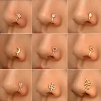 Tendência de moda ring ringas corpora jóias modas sem piercinges u clipe de cobre manga zircon estrela anel de estrela falsa piercings jóias