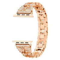 Metal Butterfly Bracelet Diamonds Strap para Apple Watch 44mm 42mm 40mm 38mm bandas de lujo wonmen pulseras IWATCH Series 6 5 4 SE Reloj de relojes Accesorios inteligentes