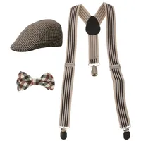 1 Set Fashon Elastic Kids Y-Back Twinder Clip-On Gracios + Necktie + Beret Tap Hats ajustable Free para el cuerpo 220221