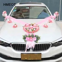 Hmeot skräddarsydda romantiska stil hjärtformade bröllopsbil dekoration blommor dekorativa konstgjorda silke ros 210706