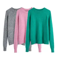 Женские свитера BLSQR Многоцветные моды Женщины O-Exewear Повседневная свитер Топы женские Винтажные шикарные элегантные варианты