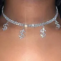 Hängsmycke Necklaces Ins Personality Dollar Necklace Neck Smycken Glänsande Rhinestone Sexig Dubbelskikt Ladies Clavicle Chain Present Tillbehör