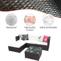 Мебель для гостиной Открытый модульный диван терраса сидения 5-х частей патио плетеная плетеная терраса ротанга с подушками и стеклом A53