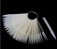 50 st / set nageltips visar konstgjorda naglar färgdiagrampalett träning lång stiletto skarp flyttbar spets falsk spik