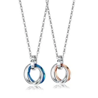 Colares pendentes 316l Aço inoxidável Bijoux Circle Design cubic zirconia colar de titânio collier para colares de amantes