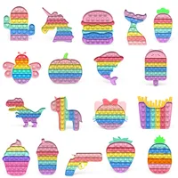 Rainbow Novelty Push Bubble It Fidget Sensory Toys Autism Barn och Specialbehov Lättnadsspänning för vuxna Fidgets