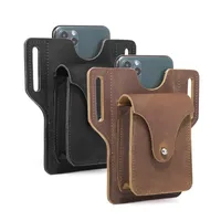 Stuff Sacks Men Cow Leather Phone Holster Cellphone Loop Case For IPhone Purse Running Waist Bag2889218