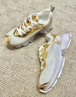 شعبية 22 ثانية / ثانية فيبي الرجال النساء أحذية رياضية أحذية بيضاء شبكة الفضة الذهب نغمة الجلود الدانتيل يصل الرياضة في الهواء الطلق عارضة المشي EU35-44.