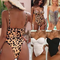 Meihuida Sexy Swewwear 2021 Высокая нога вырезать плавательный костюм для женщин леопардовый печать сплошной купальник мягкий набор Bikini
