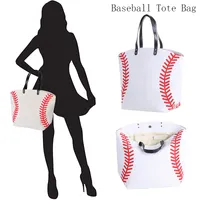 Baseball Canvas Tote Bag handväska Stor överdimensionerad mamma Utility Beach Travel Present