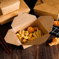 Густой крафт бумаги упаковочная коробка нефть водонепроницаемая жареная курица картофель фри бургер жареный рис Удалить коробки карту пряжки дизайн еда упаковка коробка может порвать