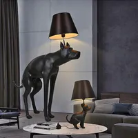 Zemin Lambaları Premium Lamba Nordic Oturma Odası Yatak Odası Çalışma Çocuk Sanat Hayvan Siyah Köpek Masa