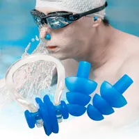 ユニセックスノーズクリップと耳栓セット防水水泳鼻クリップソフトシリコーンイヤープラグサーフダイビング水泳プールアクセサリー