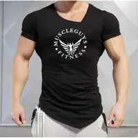 Muscleguys мужские футболки тренажерный зал бренд фитнес бодибилдинг тренировки одежда человека хлопок спортивные футболки мужские плюс размер 210629