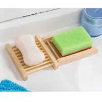 Household Sundries Natural Wood Soap Dish Tray Creative Storage Soap Rack Plate Container Bathtub Shower Bathroom Supplies