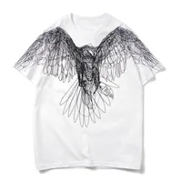 2021 Sommar Nya Män Sketch Line Flying Eagle 3D Utskrift T-shirts Fashion Short Sleeve Casual Bomull Tshirts Män Kvinnor Toppar W26