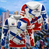 Sudaderas con capucha para hombres Filipinas Versión de deporte Flag 3D Impresión con cremallera con capucha Hombre Hombre Pullover Sudadera con capucha Jersey Pistas de jersey
