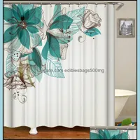 Dusch Aessories Hem Gardenshower Gardiner Oloey Miljövänlig Blomma 3D Tryck Polyester Tvättbar för badrumsbad dekor anpassad droppe