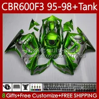 Bodywork+Tank For HONDA CBR 600 F3 CC 95-98 Body 64No.321 CBR 600FS 600F3 CBR600 FS CBR600F3 95 96 97 98 CBR600-F3 600CC CBR600FS 1995 1996 1997 1998 Fairing green silvery
