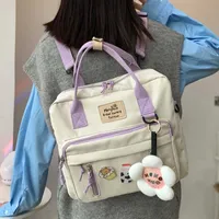 DCIMOR Прекрасный многофункциональный рюкзак-подросток девушка кольцо пряжка портативная сумка для путешествий женщина маленькая школьная сумка значок женщины рюкзаки 210907
