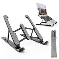 노트북 홀더 접이식 스탠드 휴대용 컴퓨터 책상 조정 가능한 ABS 6 레벨 각도 높이 테이블 모든 노트북 및 정제 검은 보조 냉각