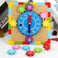 Ahşap oyuncaklar yapboz tahtası dişlileri 3D montaj blokları renkli sıralama renk bilişsel tahta Montessori eğitim oyuncakları