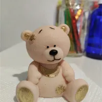 Przy 3D Teddy Bear 실리콘 금형 퐁당 몰드 수지 점토 몰드 초콜릿 무스 케이크 금형 촛불 아로마 스톤 고무 DW0104 210225