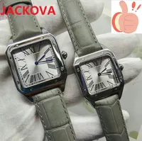 Fabrik Qualität Montre de Luxe Square Römische Zahl Quarz Uhren Rot Rosa Leder Männer Frauen Uhren Paare Klassische Armbanduhren Reloj de Lujo