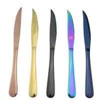 Услуги посуды Многоцветные из нержавеющей стали Rainbow Rainbow Shark Steak нож столовые посуды столовые приборы установить черный ужин Silverware