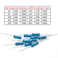 Totale 150pcs 1% 2W Resistore di film in metallo Kit assortito 30Values ​​* 5pcs = 300pcs (1k ohm 820kohm)