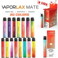 Original Vaporlax Mate Einweg-Vape E-Zigaretten-Gerät Vorgefüllt 3ml-Patrone Pod 500mAh-Batterie 800 Puff Leere Pen vs bar plus authentisches DHL