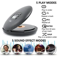 HOTT CD204 Lettore CD portatile Bluetooth con batteria ricaricabile LED Display Personal Walkman per godersi la musica