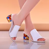 Sandalet Fakuntn Kadın Moda Yaz Kristal Rhinestone Topuklu Ayak Ayakkabıları Kadın Renkli Bayanlar Plaj Flip Flops Slaytlar