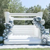 White Bounce House mest populära PVC Uppblåsbara bröllopstoppslott /hoppande säng /studsare med luftblåsare för fest och evenemang