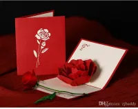 Ywbeyond Rose 3D Pop Up Greeting Card stereoscopic Valentine's Day gift couple peony cherry birthday wedding invitation card