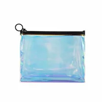 Bolsa de artículos de tocador de plástico transparente del arco iris con la bolsa de lavado de transporte de cremallera fuerte para el baño de vacaciones y bolsas de organización