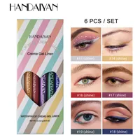 Handaiyan 6 couleurs Eyeliners durables Pencil à la mode imperméable non-Smudge mode ultra-fine gel gel stylos maquillage cosmétiques