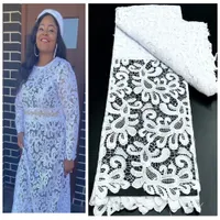 African White Milk Silk Lace Fabric 2021 Högkvalitativ Guipuire med Sequins Nigeria Materials for Dress