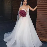 2021 A-Line Wedding Dresses Bridal Dress Lace Beach Holiday Spaghetti Straps Elegant Bohemian Garden Backyard Middle East Dubai
